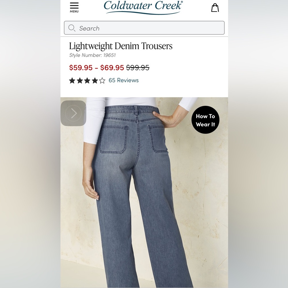 Coldwater Creek smooth and soft, lightweight denim trouser jeans, size 6 - Picture 10 of 10